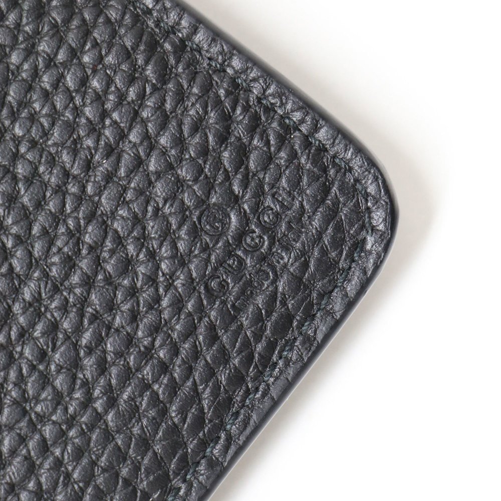GUCCI Double G Medium Wallet with Bamboo Bi-fold Wallet Compact Leather Black - Picture 5 of 8